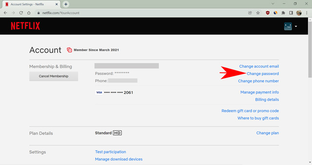 నెట్ఫ్లిక్స్లో పాస్వర్డ్ ఎంపికను మార్చండి